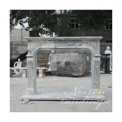 China Contemporary Modern Home Decoration Simple Free Standing Fireplace Natural Stone Marble Mantel For Sale for sale