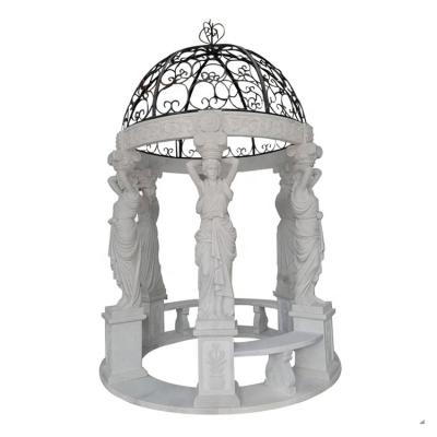 China White Marble Gazebo Wedding Modern Handmade Natural Stone Marble Garden Decoration Pavilion Woman Statue for sale