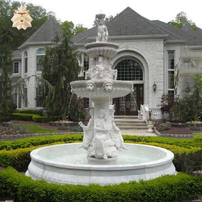 China Large modern white marble villa decor lady and water animal fountain for sale NTMFO-125Y for sale