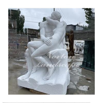 China Modern Modern Garden Decoration Famous Marble Sculpture Woman And Kissing Man Statues For Sale for sale