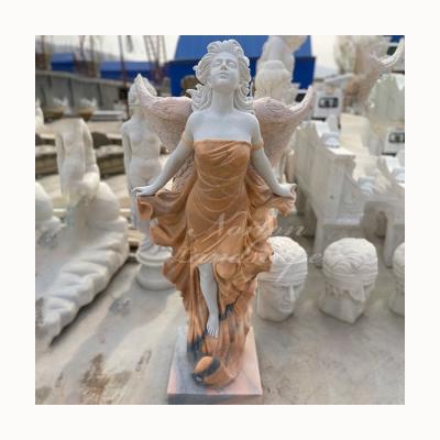 China Garden Product Modern Wholesale Custom Stone Stone Carving Life Size Girl Angel Marble Sculpture for sale