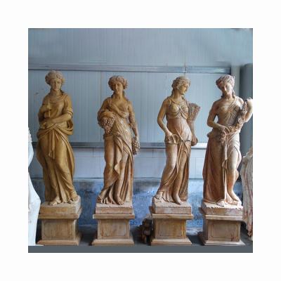 China Modern Stone Garden Products Hand-carved Life Size Colorful Marble Stone Four Seasons Goddess Statues For Sale for sale