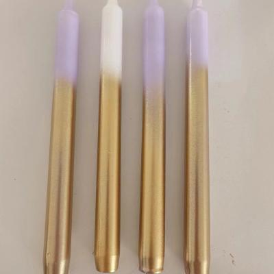 China dia2.2cm birthdays taper candles with half gold colors home decoration for wedding decoration centerpiece party dinner luxury valentine for sale