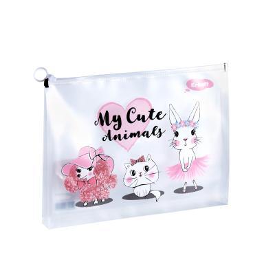 China Eco-friendly transparent customs office pp materials a4 cartoon document file bag with zipper for sale