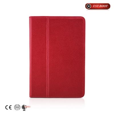 China Durable Red Women Cowhide Ipad Mini Leather Covers Ipad Mini / 2 Flip Case for sale