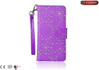 China Purple Apple Iphone Leather Cases , customized flip cell phone cases for sale