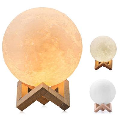 China Room 15cm 16 Color Touch/Faucet/Remote Control Rechargeable 3D Night Light Printing LED Moon Lamp With Remote Home Decor for sale