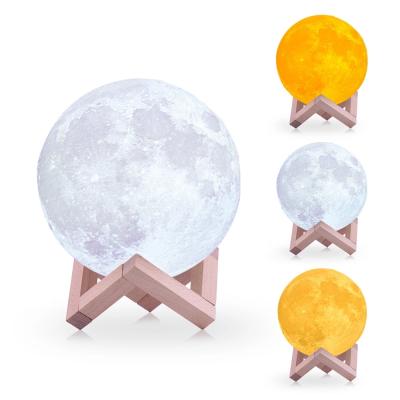 China Modern Hot Sales USB Rechargeable LED Lunar Moon Lamp Touch Control Light With Two Colors For Kids Lover Gifts for sale