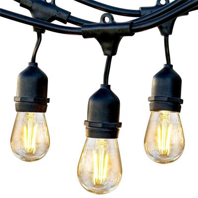 China Garden 15M Waterproof 24 LED Bulbs String Lights E26 E27 S14 2W LED Filament Retro Street Garden Holiday Outdoor String Lighting for sale