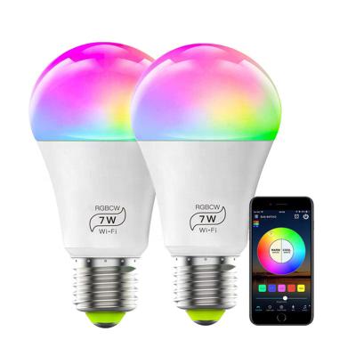 China Hotel Smart WiFi RGB Dimmable A60 LED Night Light Equivalent 60W Work With Alexa Google Home 9W 800 Lumen 2 Packs No Hub Required for sale