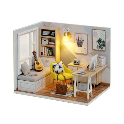 China DIY TOY New Design Children's Toy Dollhouse Decoration DIY Sun Room Educational Wooden Warm Dollhouse for sale