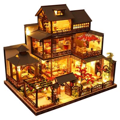 China DIY TOY Chinese Suppliers 3D Art Yaquan Yard Wooden Dollhouse Of Kids Handmade Educational Toys DIY Doll House Collections for sale