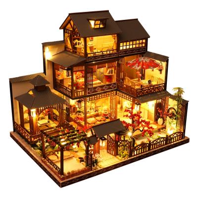 China DIY TOY New Design 3D Art Yaquan Yard Wooden Dollhouse Of Kids Handmade Educational Toys DIY Doll House Collections for sale