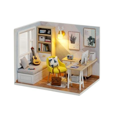 China DIY TOY High Quality Children's Toy Doll House Decoration DIY Sun Room Educational Wooden Hot Dollhouse for sale