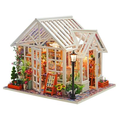 China DIY TOY New Arrival Dollhouse Wooden Creative Toys Florist Dollhouse Sosa Dollhouse Miniature Gifts Decoration Small for sale