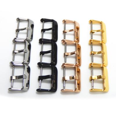 China Stainless Steel 14 16 18 20 22 24mm Thickened Buckle Strap Clasp Polished 304 By Metal Pin Stainless Steel Watch Strap Classes for sale