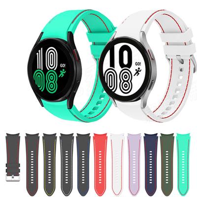 China Silicone Watch Band Manufacturer Double Silicone Strap Watch Band For Samsung Galaxy Watch4 44mm Correas Classic 42mm 46mm Watch 4 40mm for sale