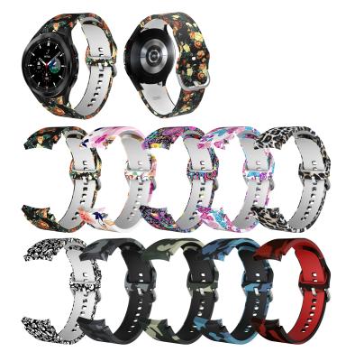 China Soft Silicone Watch Band Pattern Silicone Band For Samsung Galaxy Watch 4 42mm 46mm Classic Replacement Strap For Samsung Galaxy Watch 4 40mm 44mm for sale