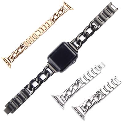 China Stainless Steel Diamond Band Metal Watch Band For Apple Watch 6 Metal Strap iWatch 5/4/3/2/SE Girls Single Row Chain Strap for sale