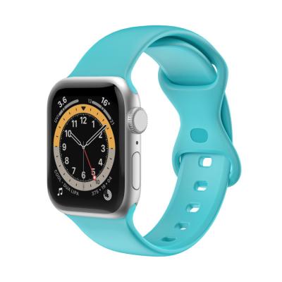 China New Fashion Solid Color TPU Rubber Back Buckle Strap For Apple Watch 6 7 Hole Strap For I Watch Band for sale