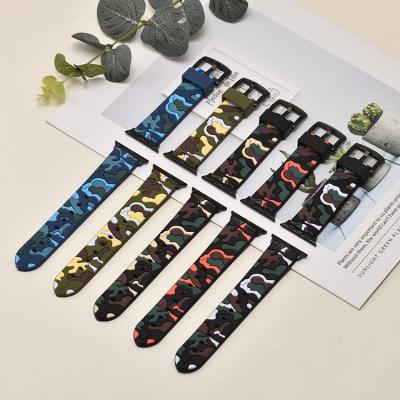 China For Apple Watch Camouflage Color Smart Strap For Series 6 Silicone Watch Band Strap For Apple iwatch Se 6 5 for sale