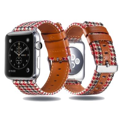 China Watch Band Buckle 44mm 40mm Leather Strap Nylon Strap For Apple Watch 3 4 5 6 Series for sale