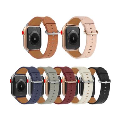 China For Apple Watch Genuine Leather Strap Compatible With For Apple Watch 44mm 42mm 40mm 38mm For I Watch Series 6 5 4 3 2 1 for sale