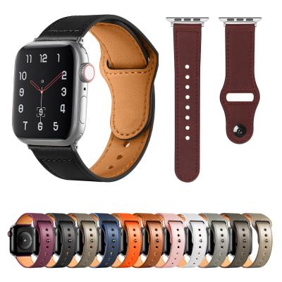 China Leather Strap For Apple Watch Band Buckle 42mm 38mm Genuine Leather Watch Band For i Watch 44mm 40mm 4/3/2/1 Strap Accessories for sale