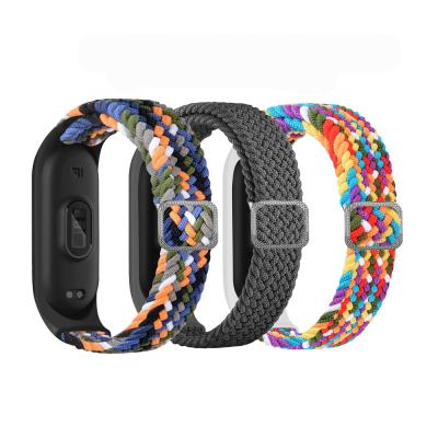 China Fabric Elastic Nylon Strap For XiaoMi MI Band 6 Wristband 4 3 5 Breathable Nylon Adjustable For MI Band 4 5 6 Wristband Replacement Band for sale