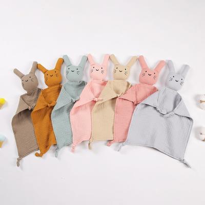 China Soother to the tangled ideas Toy Soft cotton muslin cotton gauze rabbit comforter lovely present organic cuddly newborn soft Easter blanket for sale