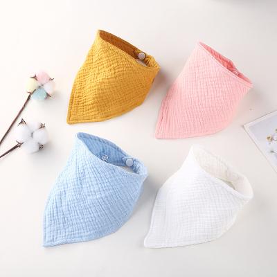 China BPA Free Wholesale Baby Bibs Organic Natural Drool Absorbent Solid Color Cotton Bandana 100% Gauze Double Muslin Baby Bibs for sale