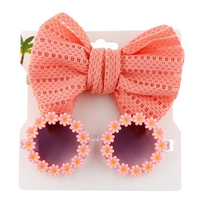 China 2022 Baby Bow Heart Bow Photo Prop Photo Prop Sunglasses Headband Baby Soft Elastic Shower Gift Sheer Baby Plain Floral for sale