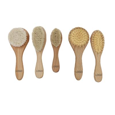 China Baby Bath Cleaning Reading Brush Comb Bristle Hair Brush Soft Wood Stiffen Laser Free Baby Bath Cleaning Logo Wooden Natural New Baby Baby Hair Brush for sale