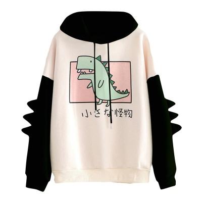 China Anti-Wrinkle Stretching Top 2021 Amazon Selling Women Casual Print Fashion Long Sleeve Splice Dinosaur Full Dino Hoodie Fashion for sale