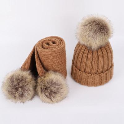 China 2021 Amazon Character Tending Products Beanie Kids Baby Hat Wholesale Wool Hat Winter Acrylic Thick Warm Beanies And Scarf With Pompom for sale