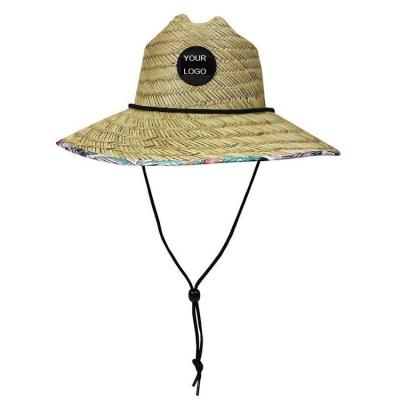 China 2022 New High Quality Men's Lifeguard Beach Sun Straw Hat Classic Straw Lifeguard Beach Sun Hat Sun Wide Brim Stranger Wide Brim Lifeguard for sale