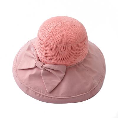 China 2022 Character Summer Sun Hat Packable Beach Bucket Hat Wholesale Top Selling Breathable Wide Brim Bucket Hats With Bow for sale