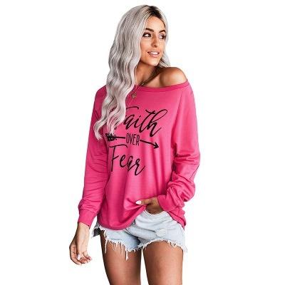 China Anti-Wrinkle 2021 Women's Casual Tops Designs Long Sleeve Top Sweaters Celebrity Faith Over Awe T-shirt New 2020 for sale