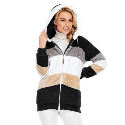 China 2022 breathable new solid lamb's wool plus size padded coat ready to ship oversized coat ladies clothes hooded outerwear with zipper for sale