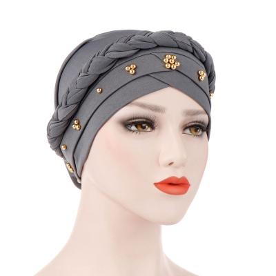 China Top Selling 2021 Women Cancer Chemo Hat Turban Hair Beanie Muslim African Head Wrap Scarlf HT-XP21040109 Long Tail Head Wrap for sale