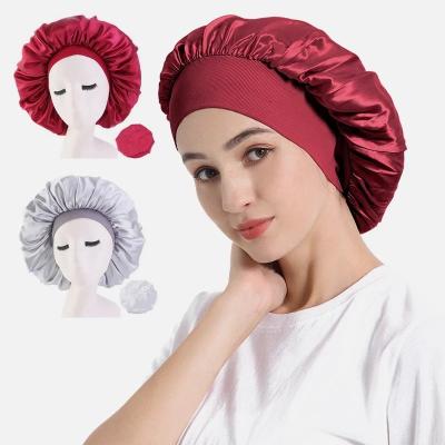 China 2021 Character Top Selling Products Wholesale Women's Elastic Band Satin Sleep Covers Salon Hood Hair Loss Hat Satin Silk Hood for sale