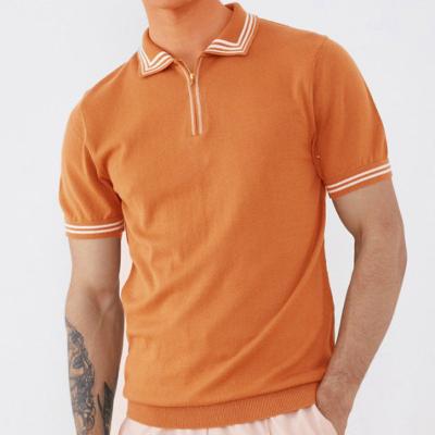 China 2022 Anti-wrinkle Summer Loose Fit Personality T-shirt British Slim Lapel Polo Shirts Short Sleeve Men Ice Silk Knit Polo Shirt for sale