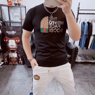 China 2022 Summer New Letter Hot Viable Diamond Brand Men's Luxury Stand Printing Europe And America Crewneck Short T Shirt for sale