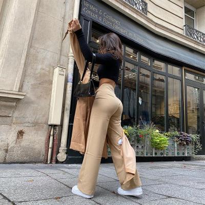 China Breathable Elegant Womens Ruffles Ladies Casual Pants Office Style England Fashion Flare Straight Pants for sale