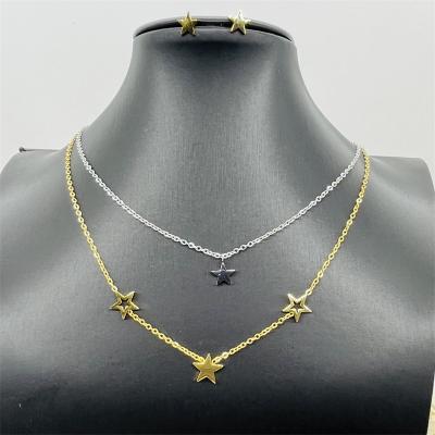 China Other HC Custom Five Stars Necklace Set Ladies Double Layer Stainless Steel Necklace Jewelry Wholesale for sale