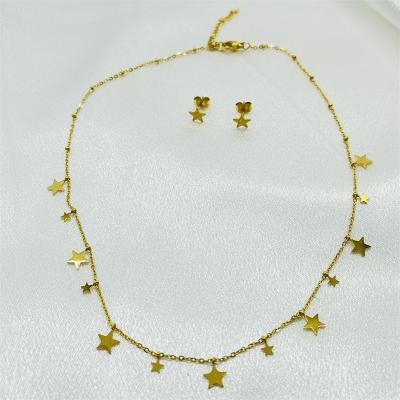 China Other HC Gold Star Pendant Necklace Set Fashion Jewelry Women Simple Party Star Pentagon Jewelry Set for sale