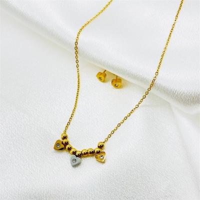 China Other New HC Sweet Zircon Love Necklace Set Stainless Steel Pearl Jewelry Set Cutlery High Quality Set for sale