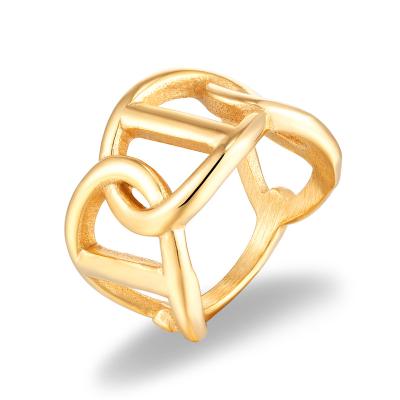 China HC Punk Hog Nose Anillo Buckle Fashion Ladies Gold Ring Punk Wedding Gift Stainless Steel Men Hip Hop Jewelry for sale