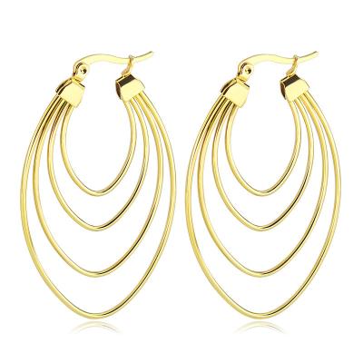 China Classic Vintage Fashion Stainless Steel Multilayer Earrings Ladies Shape Jewelry Round Earrings Jewelry Wholesale for sale