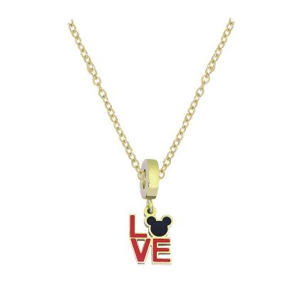 China HC Dropshipping Stainless Steel Cartoon Necklace Mickey Mouse's Other Love With Love Shape Jewelry For Gril for sale